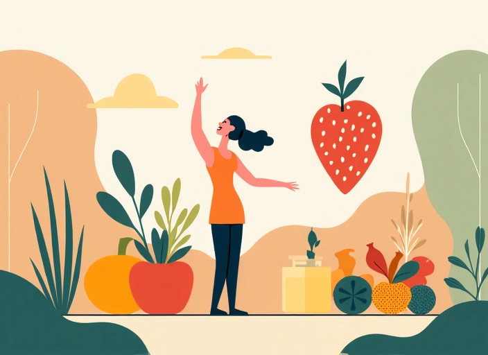 Illustrazione astratta di elementi di uno stile di vita sano